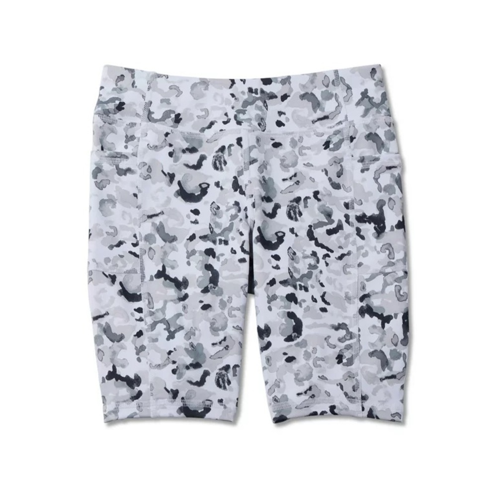 Avia white cheetah print girls stretchy performance bike shorts